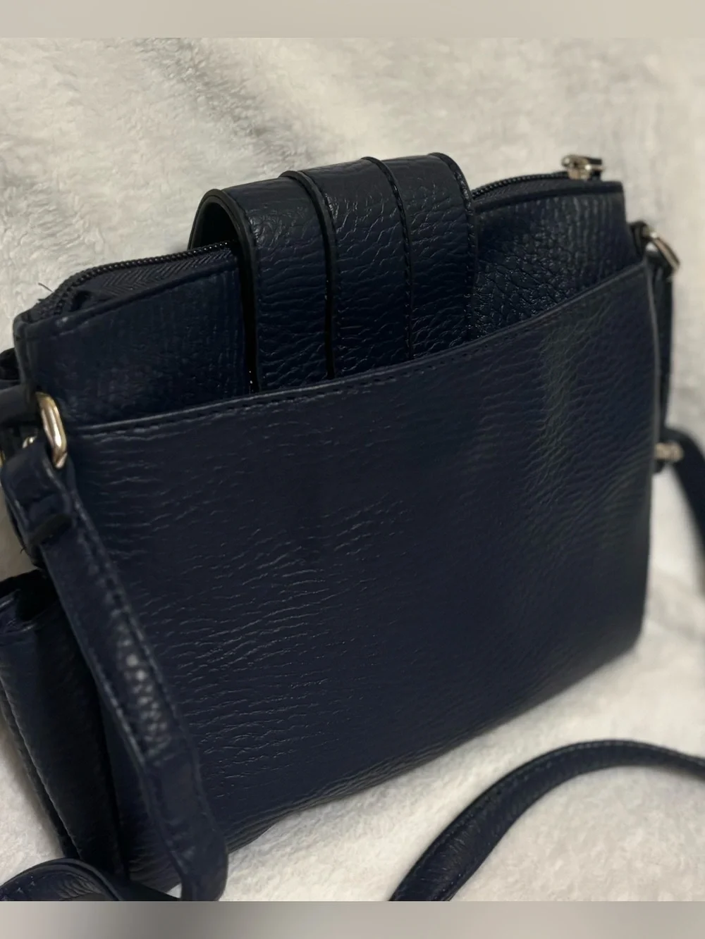Navy Crossbody Shoulder Bag with Buckle Detail